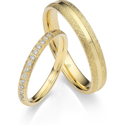 Rauschmayer RM-04 14k gouden trouwringen met 0,14 ct diamant
