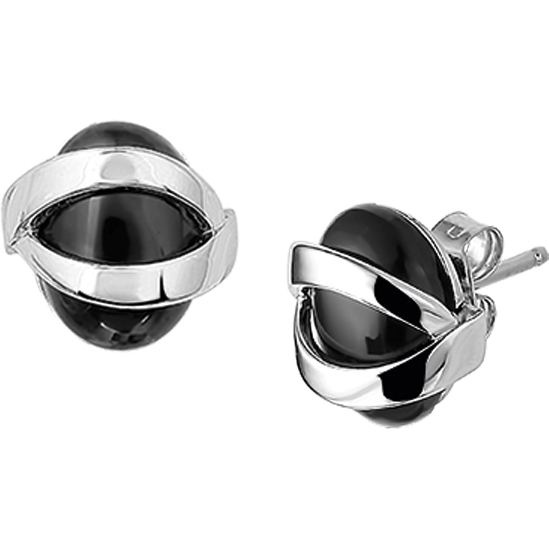 Treasure Collection TC-41738 Zilveren oorbellen met Onyx 11 mm breed
