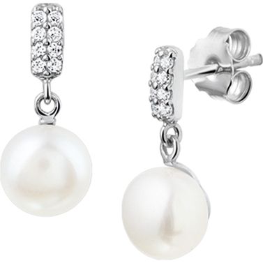 Treasure Collection TC-43027 Zilveren oorknoppen parel en zirkonia