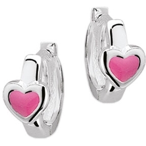 Treasure Collection TC-43085 Zilveren klapcreolen hart roze
