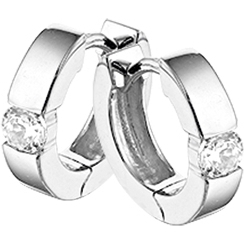 884555 Zilveren klapcreolen met zirkonia 12,5 mm