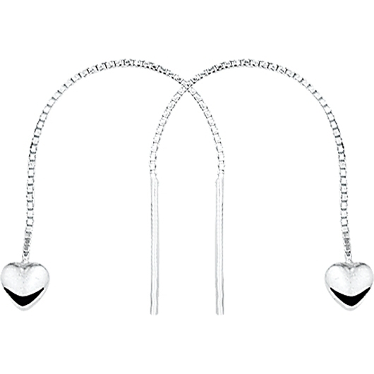 884558 Zilveren doortrekoorbellen met hartje 65 mm