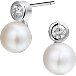Treasure Collection L724 Zilveren oorknopjes met parel en zirkonia 12 mm