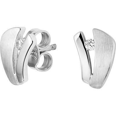 TC-46661 Oorknoppen zilver met zirkonia 9,3x6,7 mm