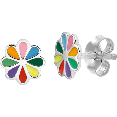 Treasure Collection TC-44288 Zilveren oorknoppen emaille 7x7 mm