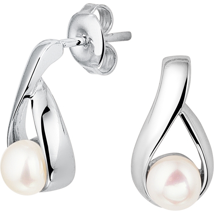 Treasure Collection TC-45120 Zilveren oorknoppen parel 15,5x8,5 mm