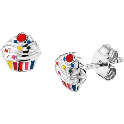 TC-46613 Oorknoppen zilver cupcake 7x7 mm