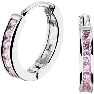 Treasure Collection TC-51022 Zilveren oorringen met roze zirkonia 12,5 mm