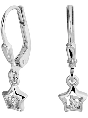 oorhangers ster zirkonia brisur haak zilver gerhodineerd
