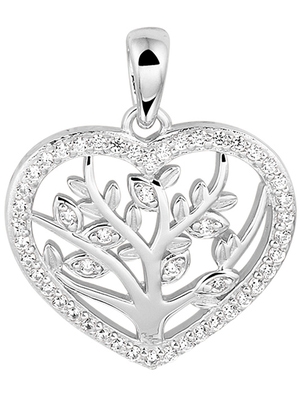 hanger hart levensboom zilver gerhodineerd