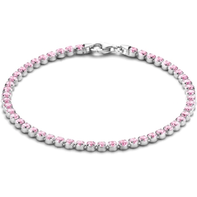tennisarmband roze zirkonia 28 mm 16  3 cm zilver gerhodineerd