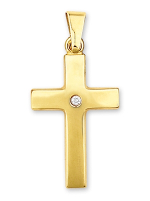 Treasure Collection TC-881303 14 karaat gouden hanger kruis met 0,01 ct diamant