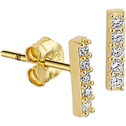 884123 14k gouden oorknopjes balkje met zirkonia