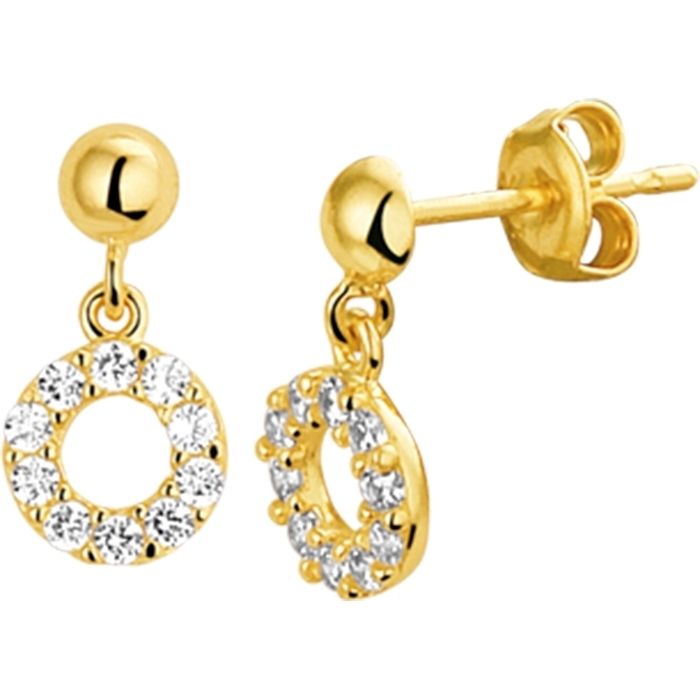 Treasure Collection TC-881246 14 karaat gouden oorhangers met zirkonia 1,1 cm