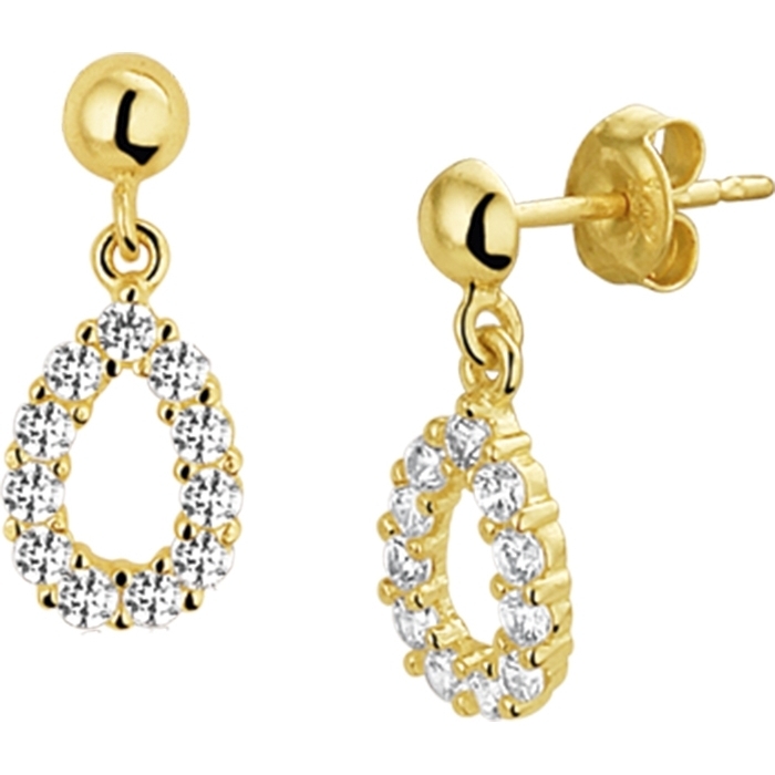 Treasure Collection TC-881247 14 karaat gouden oorhangers druppel met zirkonia 1,4 cm