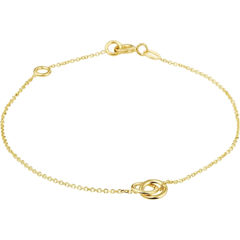 Treasure Collection L548 14 karaat gouden armband met rondjes 16-18 cm