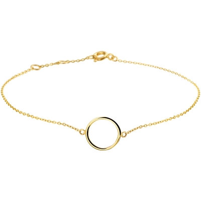 Treasure Collection TC-49167 14 karaat gouden armband met rondje 16,5-18,5 cm