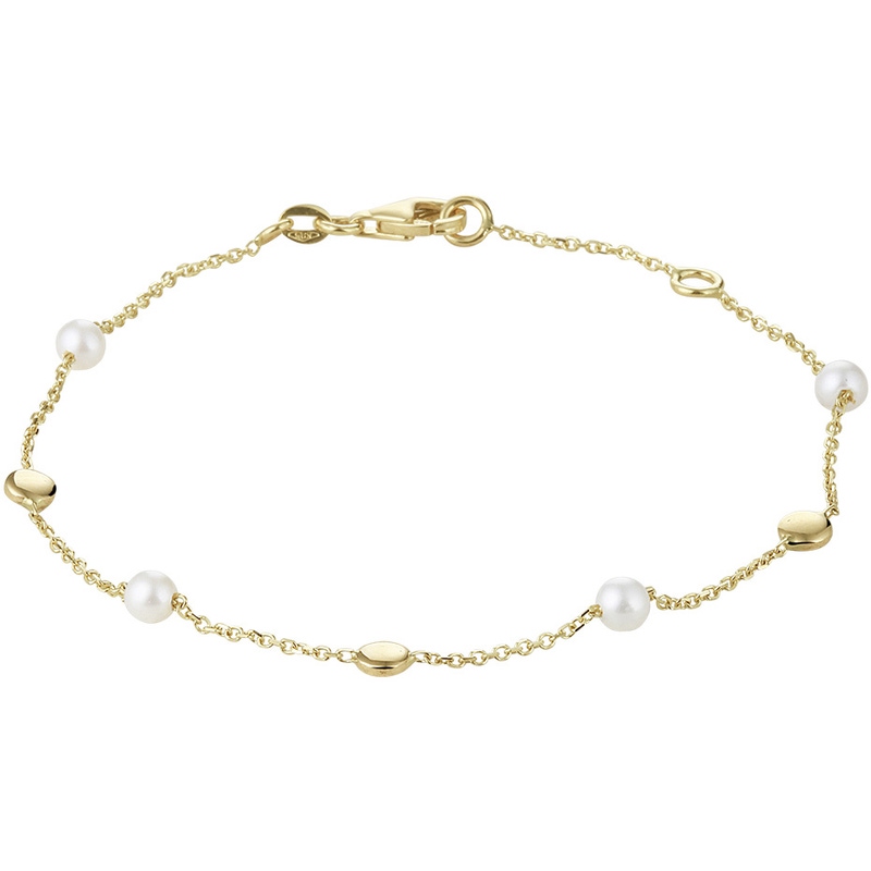 Treasure Collection TC-48841 14 karaat gouden armband met parel 17-19 cm