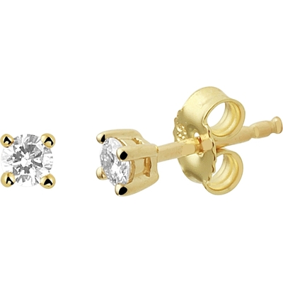oorknoppen diamant 030ct 2x015ct h si 14K geelgoud
