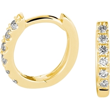 klapoorringen diamant 010ct 2x005ct g si 14K geelgoud