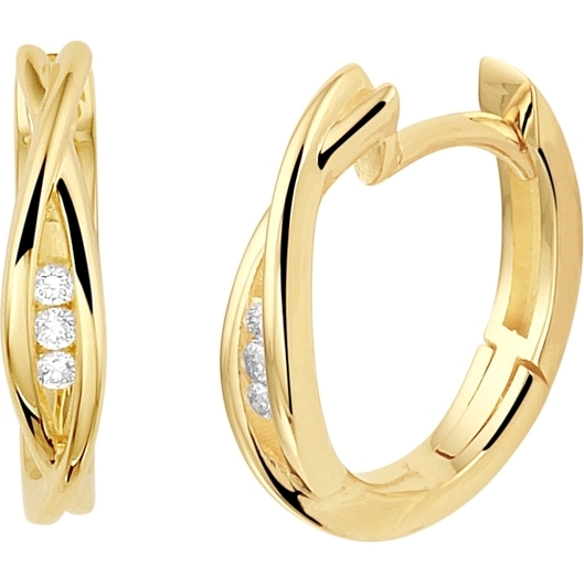 The House Of Jewels THOJ0077 14 karaat gouden klapcreolen 15,5 mm met 0,06 ct diamant