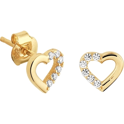 oorknoppen hart zirkonia 14K geelgoud