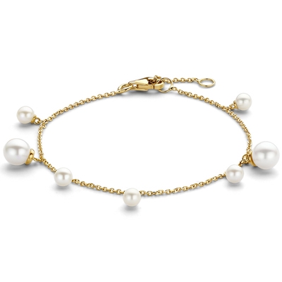 Treasure Collection N198 14k gouden armband met parels 1,1 mm 17-19 cm