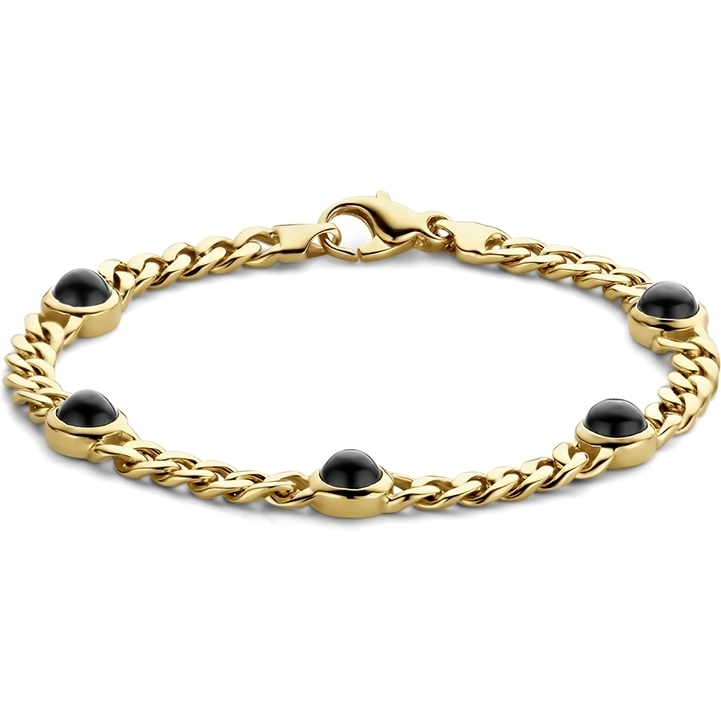 The House Of Jewels THOJ0832 14k gouden gourmet armband met onyx 7,5 mm