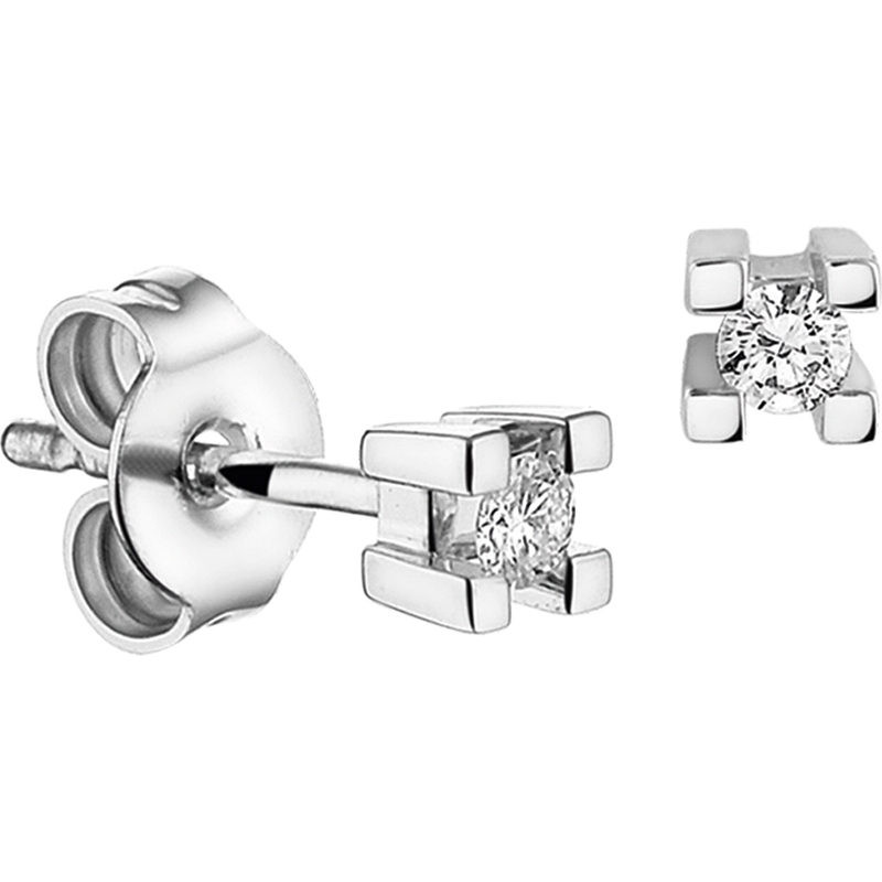 Treasure Collection TC-40948 14 karaat witgouden oorknoppen met 0,05 ct diamant
