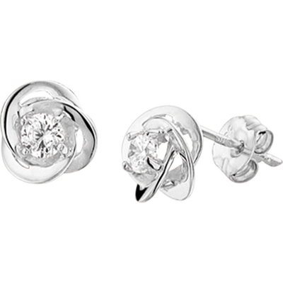 Treasure Collection TC-40892 Witgouden oorknoppen zirkonia 7x7 mm