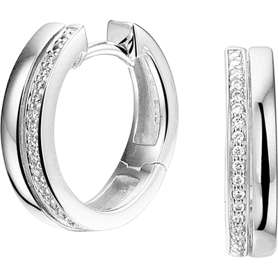 The House Of Jewels THOJ1089 14 karaat witgouden creolen met 0,09 ct diamant L027