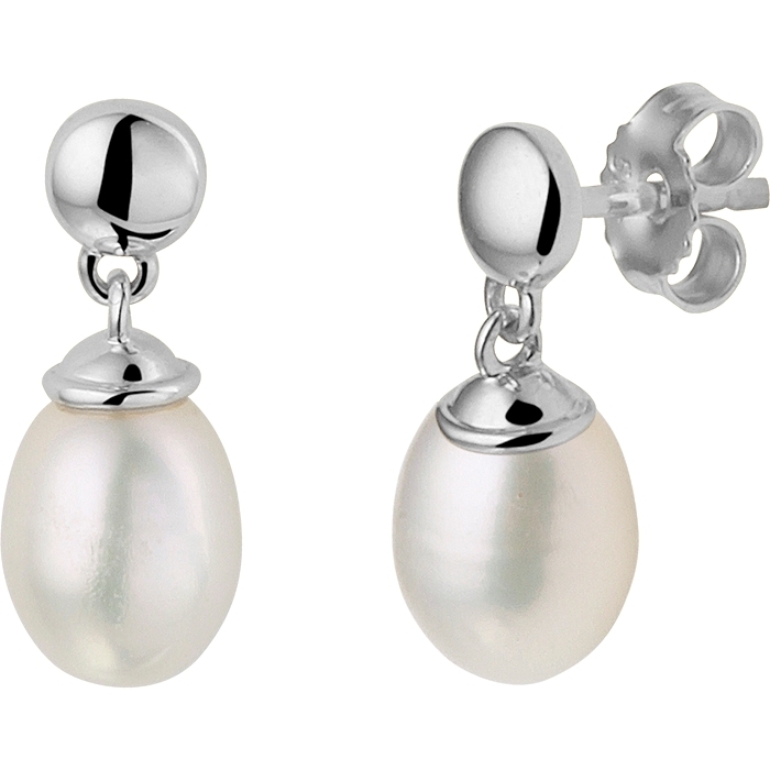Treasure Collection TC-50717 14 karaat witgouden oorhangers met parel 15 mm