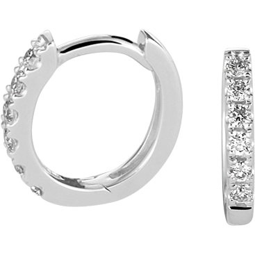 Treasure Collection L069 14 karaat witgouden klapcreolen 9 mm met 0,10 ct diamant