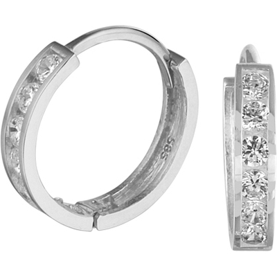 Treasure Collection TC-23342 14 karaat witgouden creolen met zirkonia 11 mm