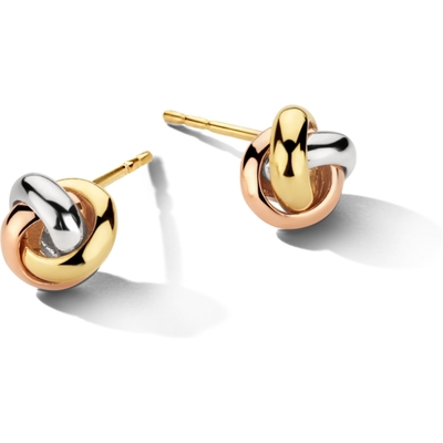 Treasure Collection TC-52159 14 karaat tricolor gouden oorknopjes 7,5 mm