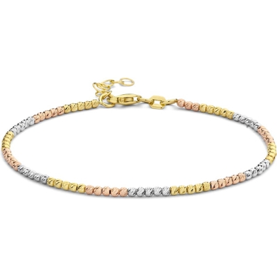 armband bolletjes gediamanteerd tricolor 20 mm 17  2 cm 14K tricolor goud
