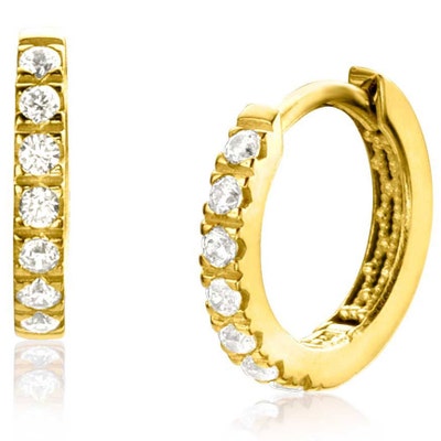 Zinzi ZGO321Z 14k gouden klapcreolen zirkonia 11 mm