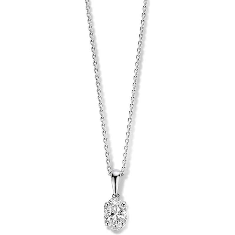 Aurore Jewelry CA25730050 Franky 18k witgouden ketting met 0,50 ct lab grown diamant