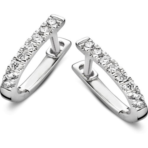 Aurore OA25500020 Millie 18 karaat witgouden klapcreolen met 0,20 ct lab grown diamant