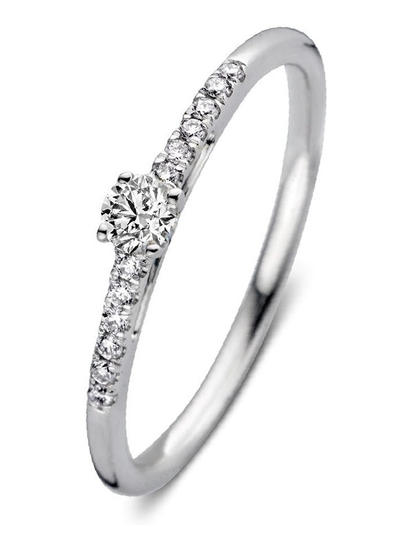 Aurore RA25700020 Mary 18 karaat witgouden ring met 0,20 ct lab grown diamant