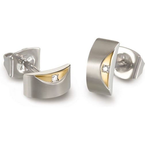 Boccia 05007-03 Titanium bicolor oorknopjes met 0,02 ct diamant