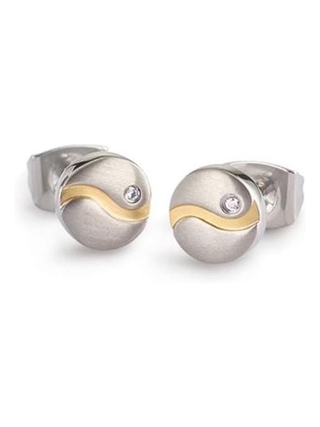 Boccia 05028-04 Titanium bicolor oorknopjes met 0,02 ct diamant