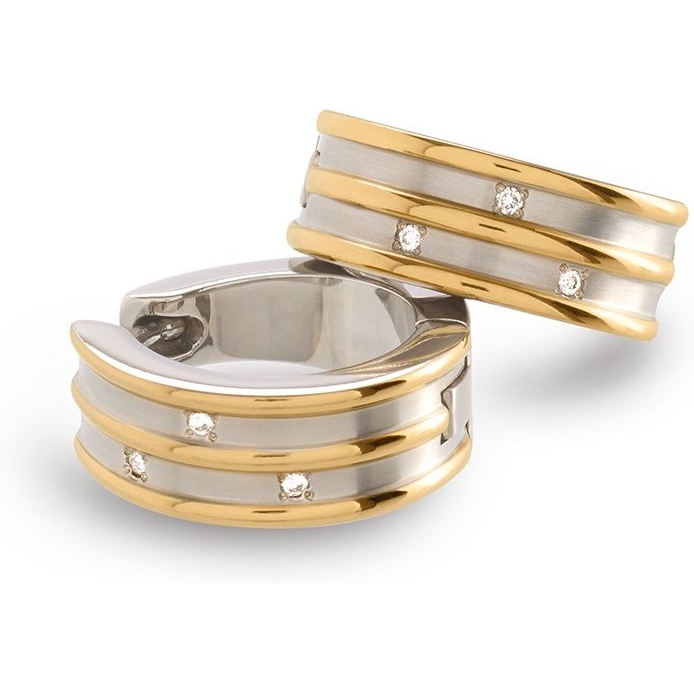 Boccia 05047-03 Titanium bicolor oorringen met 0,03 ct diamant