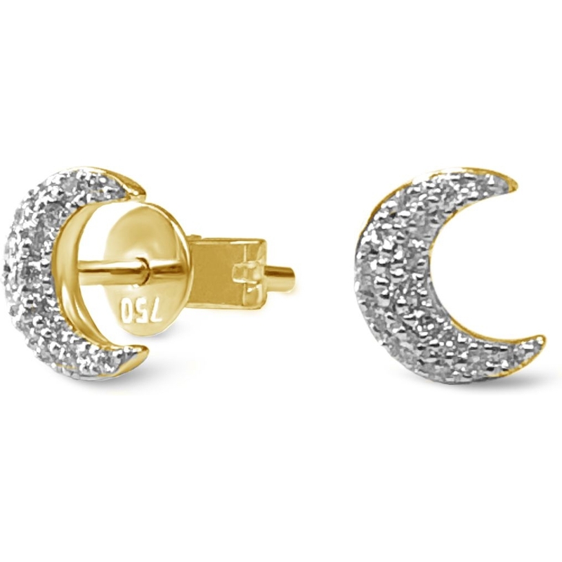 Culet GCJ0025 Half Moon 18k gouden oorknopjes met 0,12 ct diamant
