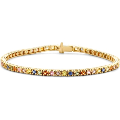 Excellent Jewelry AG137170 14k gouden tennisarmband met regenboog saffier