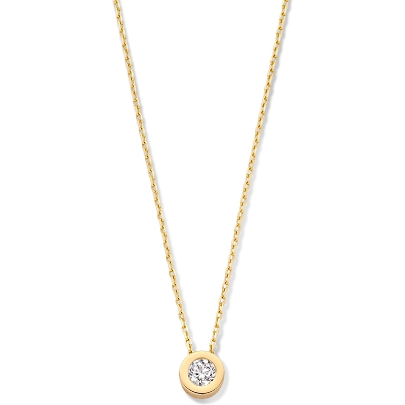 Excellent Jewelry CE127488 14k gouden ketting met zirkonia hanger