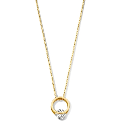 Excellent Jewelry CE127505 14k gouden ketting met zirkonia hanger