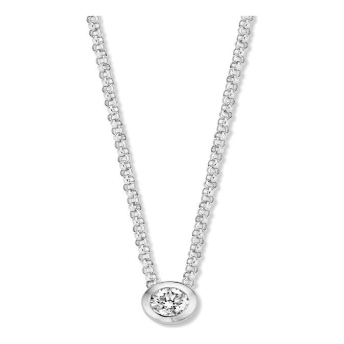 Excellent Jewelry CG216565 14 karaat witgouden ketting met 0,10 ct diamant