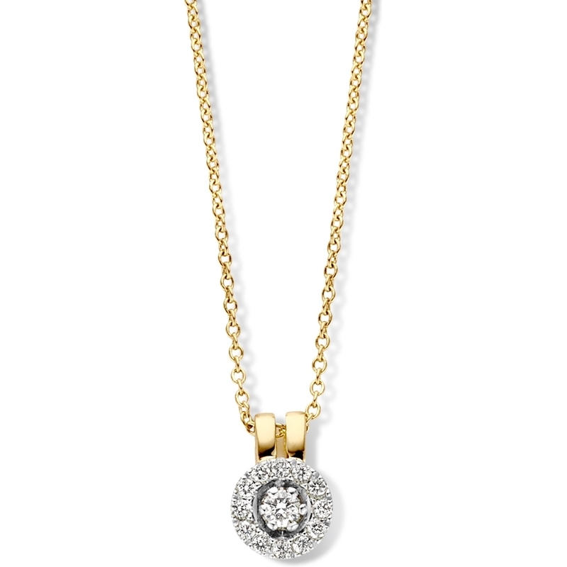 Excellent Jewelry CP417385 14k gouden ketting met 0,12 ct diamant hanger