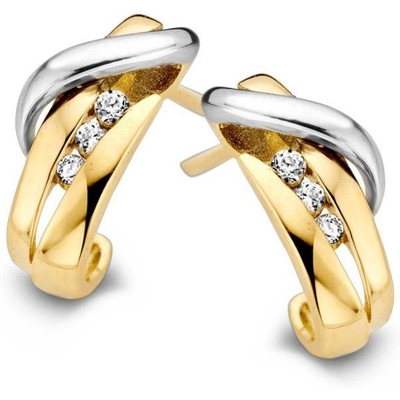 Excellent Jewelry OF426477 14k bicolor gouden oorringen met zirkonia